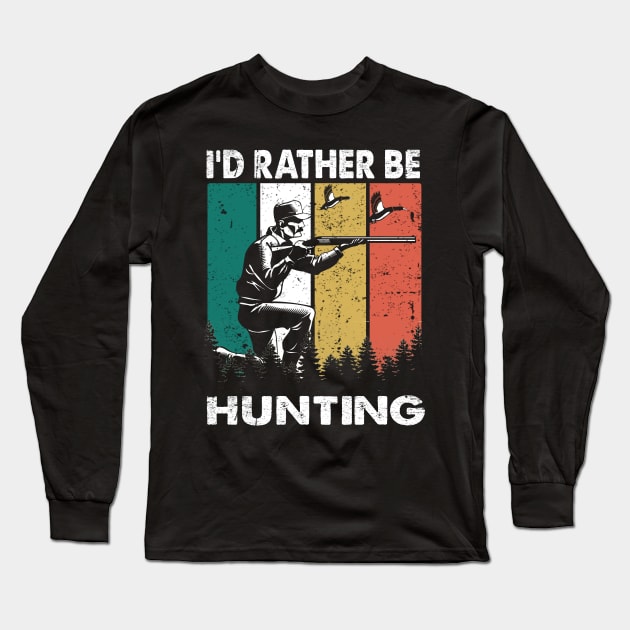 I'd rather be hunting retro rifle deer hunting Long Sleeve T-Shirt by Moe99